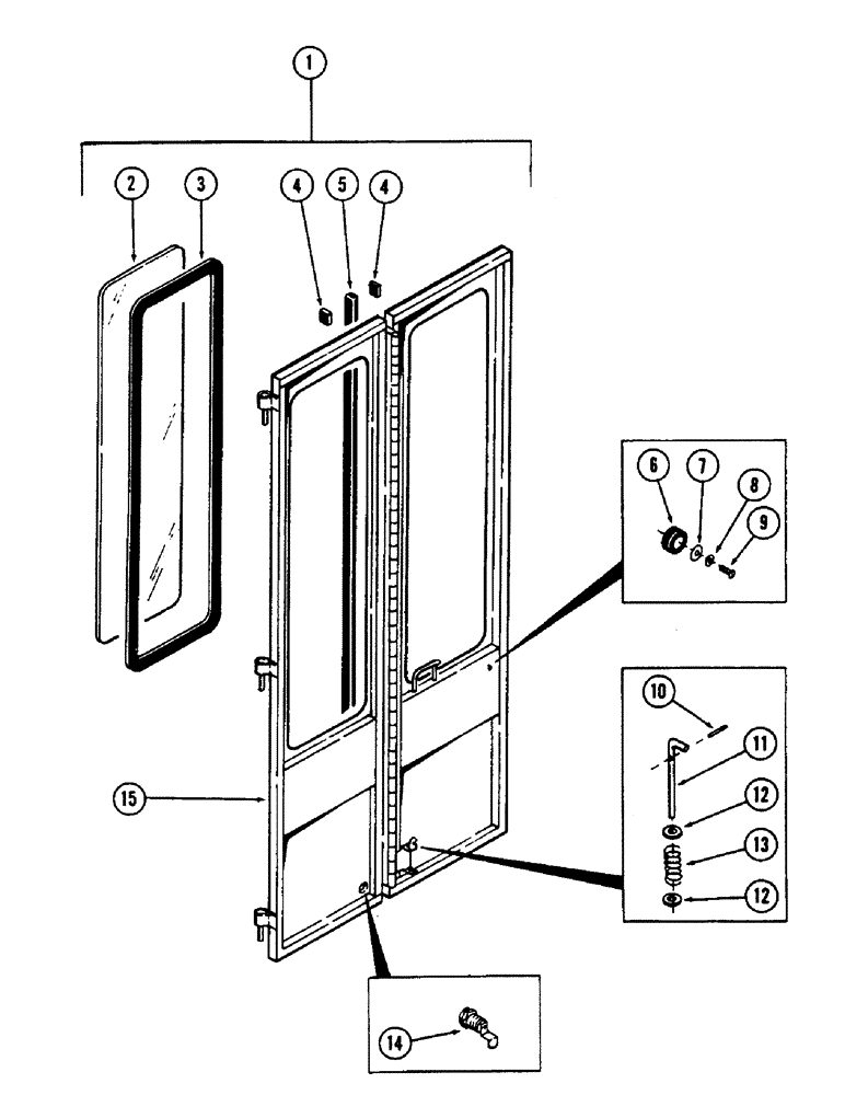 Схема запчастей Case 50 - (091G) - CAB AND ATTACHING PARTS, (DOOR AND ATTACHING PARTS) (USED ON UNITS W/ CAB SN. A306826 AND AFTER) (90) - PLATFORM, CAB, BODYWORK AND DECALS