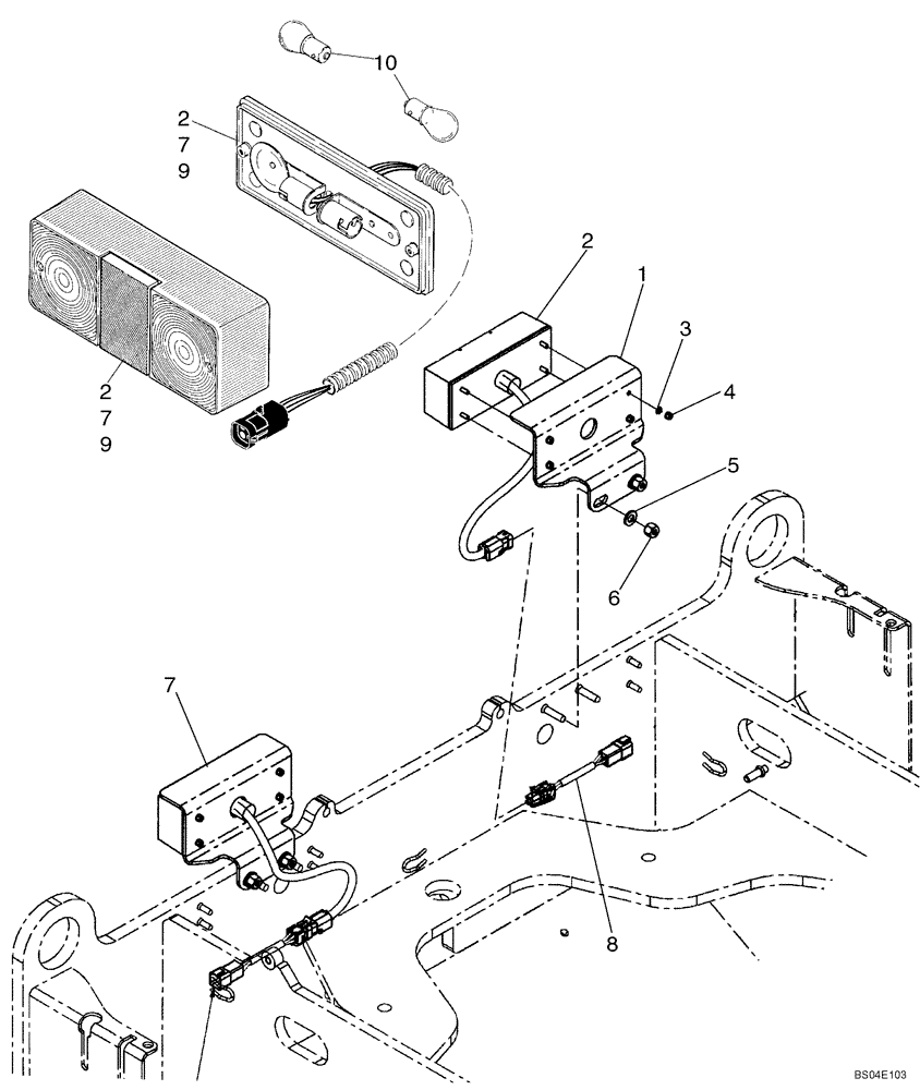 Схема запчастей Case 621D - (04-23) - MOUNTING - LAMPS, REAR COMBINATION (04) - ELECTRICAL SYSTEMS