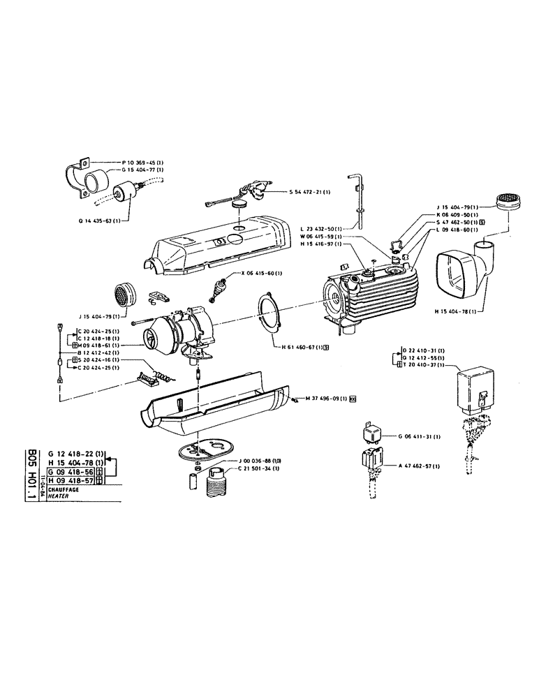 Схема запчастей Case 220 - (052) - HEATER (12) - Chassis/Attachments