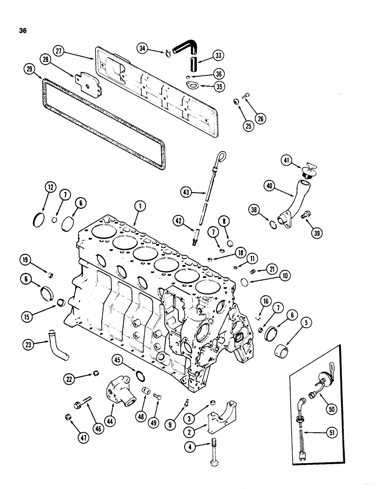 Схема запчастей Case 880D - (036) - CYLINDER BLOCK, 6T-590 DIESEL ENGINE (01) - ENGINE