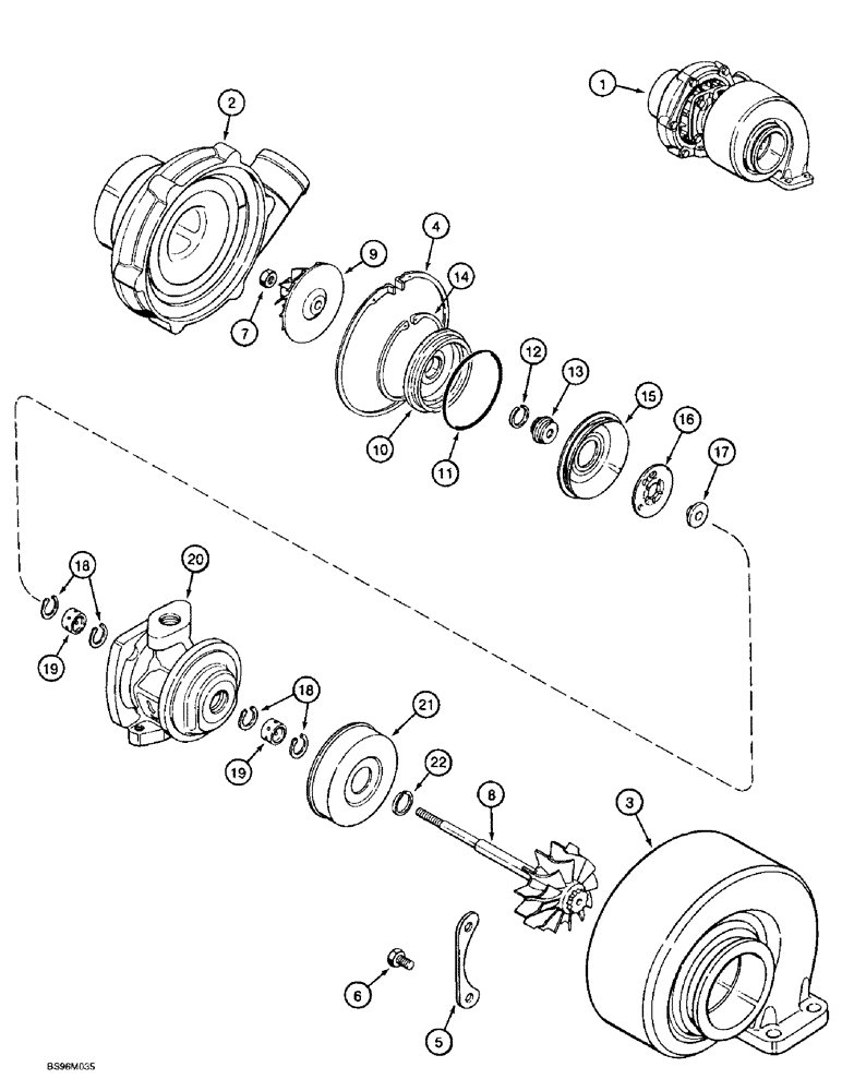 Схема запчастей Case 9030B - (2-34) - TURBOCHARGER, 6T-590 EMISSIONS CERTIFIED ENGINE, P.I.N. DAC03#2001 AND AFTER (02) - ENGINE