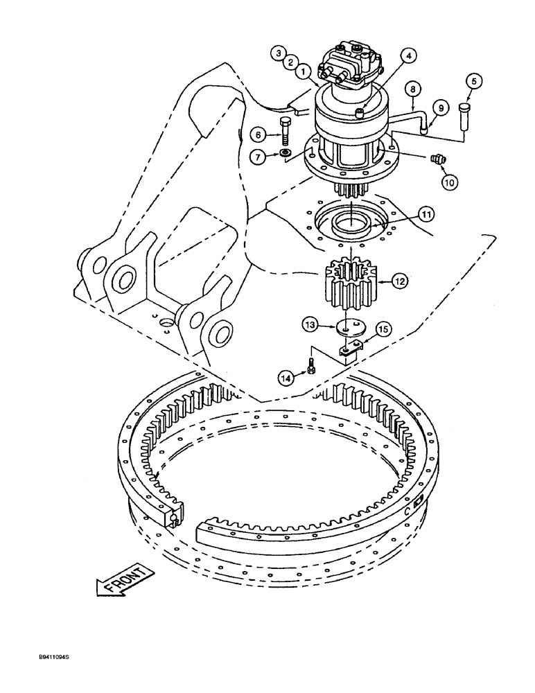 Схема запчастей Case 9045B - (8-136) - SWING DRIVE ASSEMBLY MOUNTING (08) - HYDRAULICS