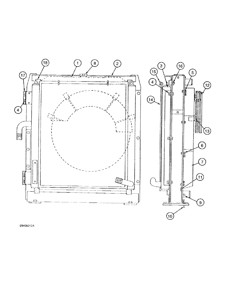 Схема запчастей Case 9030 - (2-11A) - 158149A1 RADIATOR ASSEMBLY, P.I.N. DAC0300005 AND AFTER (02) - ENGINE