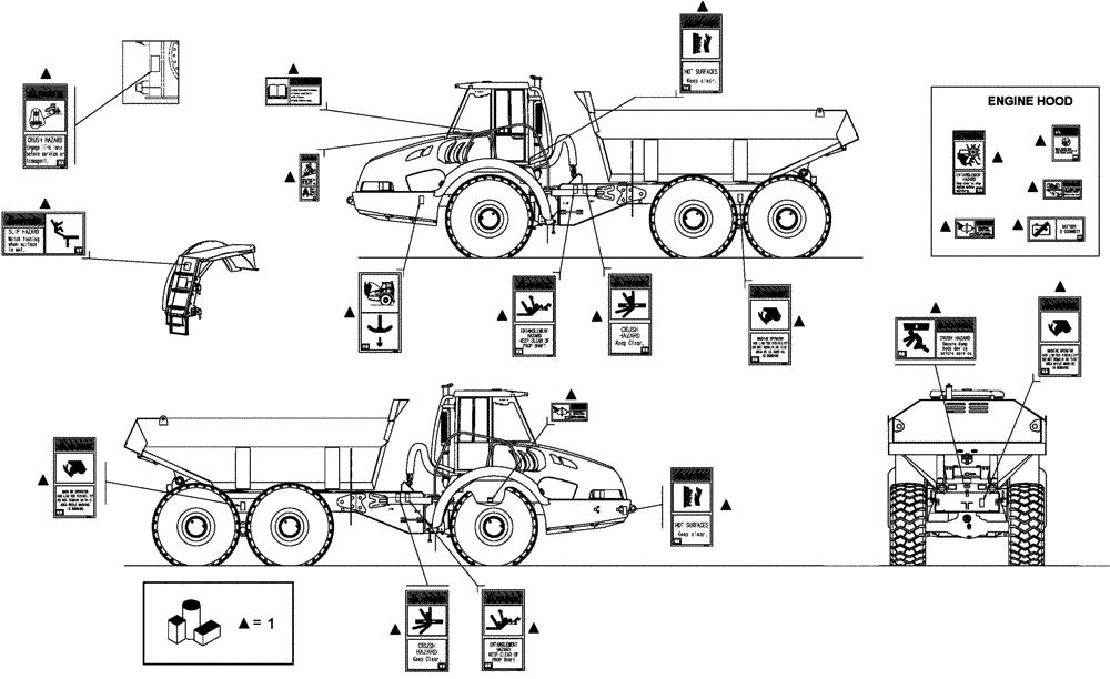 Схема запчастей Case 340 - (98A00000801[001]) - ACCESSORIES - PLATES (U.S.A.) (90) - PLATFORM, CAB, BODYWORK AND DECALS