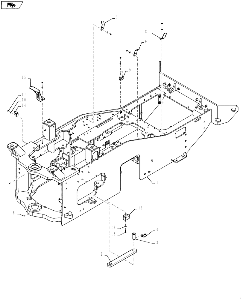 Схема запчастей Case 1121F - (39.126.01) - REAR CHASSIS INSTALLATION (39) - FRAMES AND BALLASTING