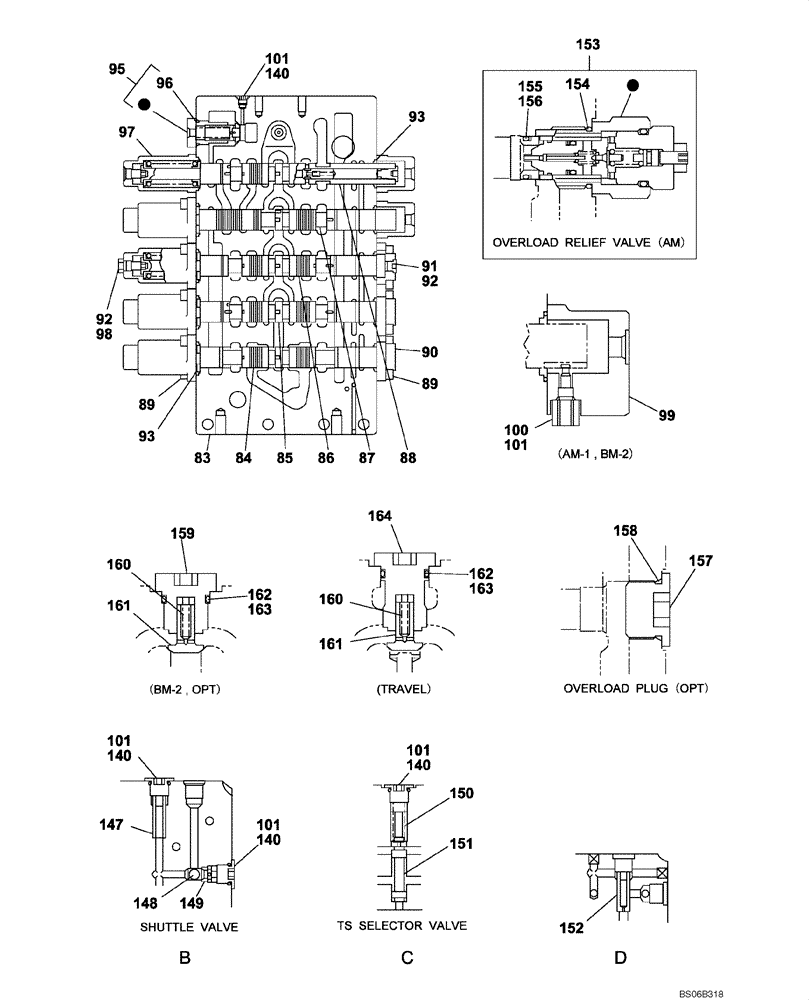 Схема запчастей Case CX700 - (08-205-00[01]) - CONTROL VALVE (08) - HYDRAULICS