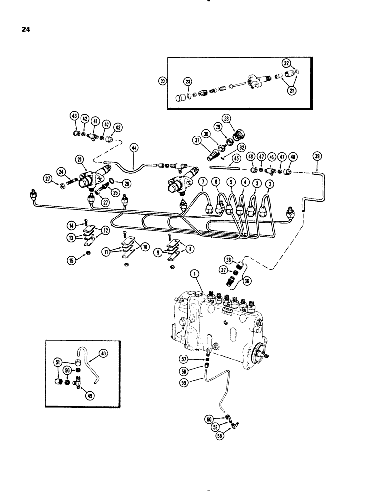 Схема запчастей Case 1150 - (024) - FUEL INJECTION SYSTEM, (401) DIESEL ENGINE, USED PRIOR TO ENG. SN 2306516 (01) - ENGINE