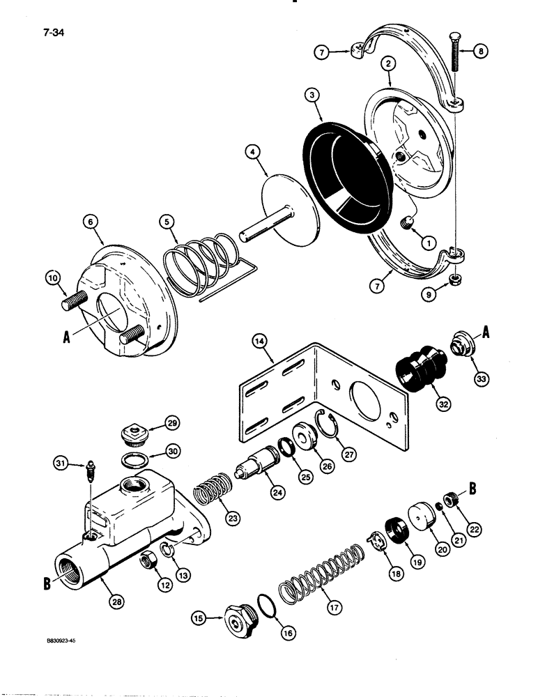 Схема запчастей Case W30 - (7-34) - L113007 BRAKE ACTUATOR (07) - BRAKES