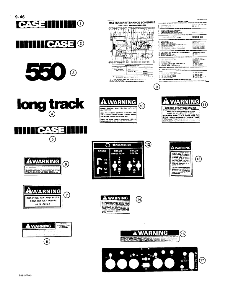 Схема запчастей Case 550 - (9-46) - DECALS (09) - CHASSIS/ATTACHMENTS