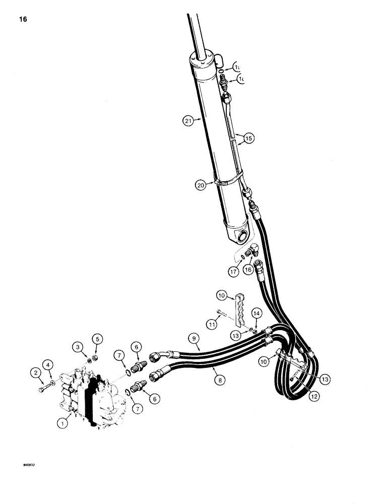 Схема запчастей Case 35WL - (16) - DIPPER CYLINDER HYDRAULIC CIRCUIT 