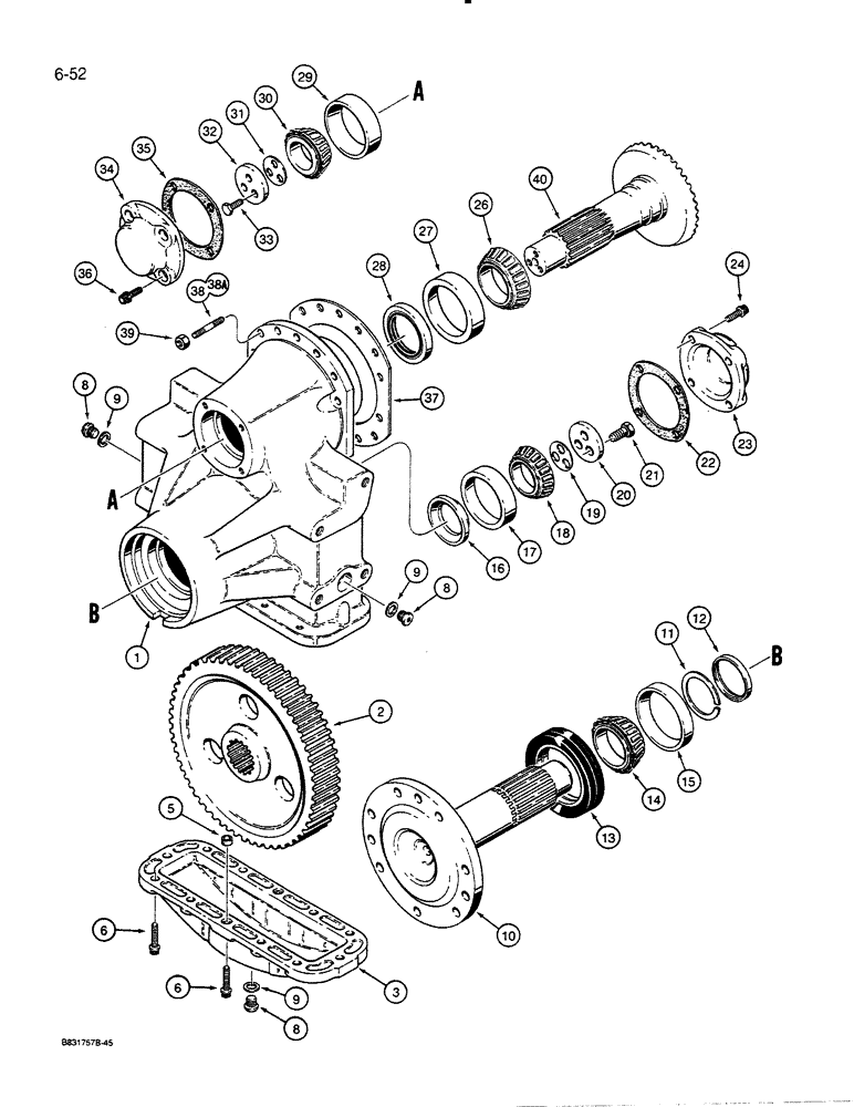 Схема запчастей Case 455C - (6-52) - TRANSMISSION FINAL DRIVE, 64 INCH (1626 MM) GAUGE LGP DOZER MODELS ONLY (06) - POWER TRAIN