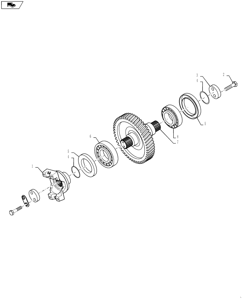 Схема запчастей Case 621F - (21.100.06[05]) - OUTPUT SHAFT ASSY (21) - TRANSMISSION