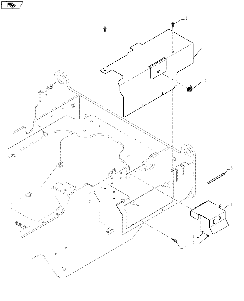 Схема запчастей Case 621F - (39.100.AH[03]) - BATTERY COVER, NO JUMP POSTS (39) - FRAMES AND BALLASTING