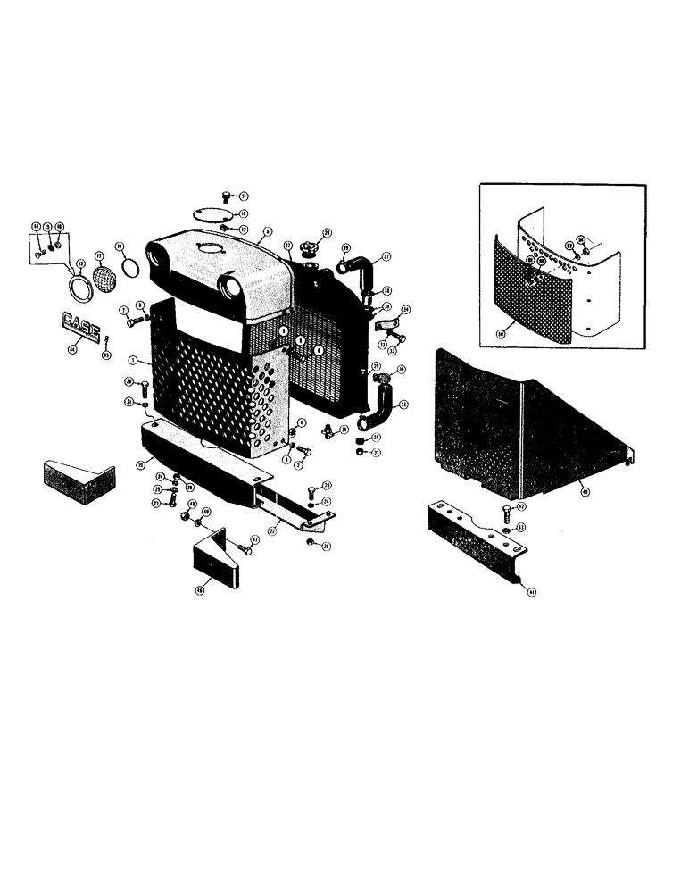 Схема запчастей Case 420B - (032) - RADIATOR, THERMOSTAT, GRILLE CAP, AND GRILLE (01) - ENGINE