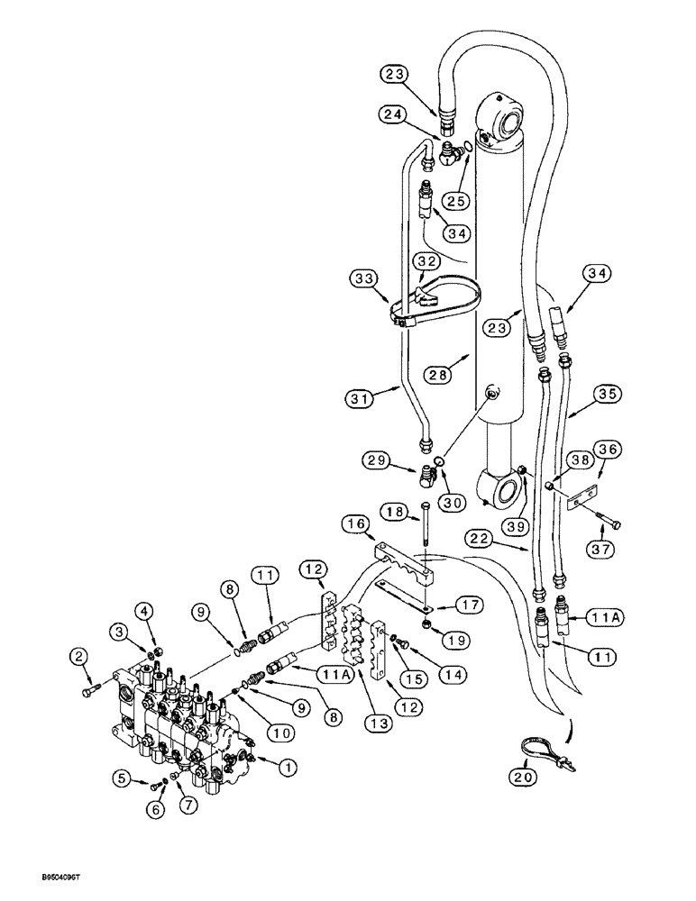 Схема запчастей Case 580SL - (8-024) - BACKHOE BOOM CYLINDER HYDRAULIC CIRCUIT (08) - HYDRAULICS