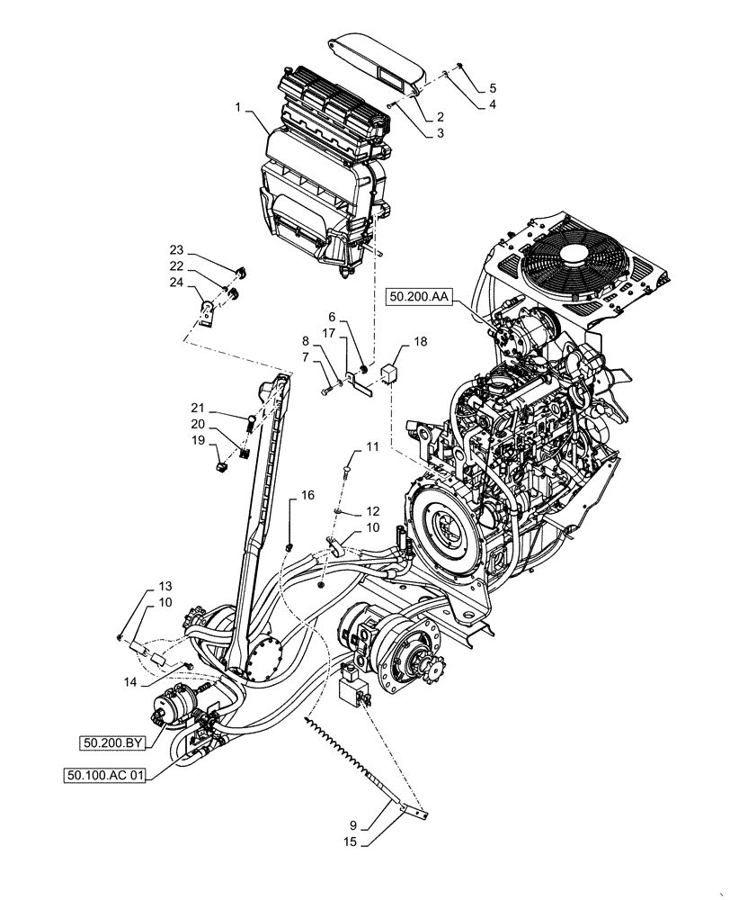 Схема запчастей Case SR175 - (50.100.AP[03]) - HVAC, MEDIUM FRAME (SR175,SV185) (50) - CAB CLIMATE CONTROL