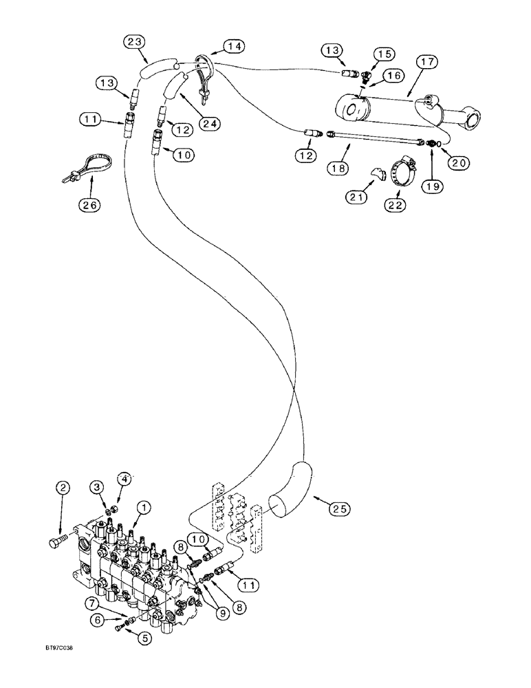 Схема запчастей Case 580L - (8-032) - BACKHOE EXTENDABLE DIPPER HYDRAULIC CIRCUIT (08) - HYDRAULICS