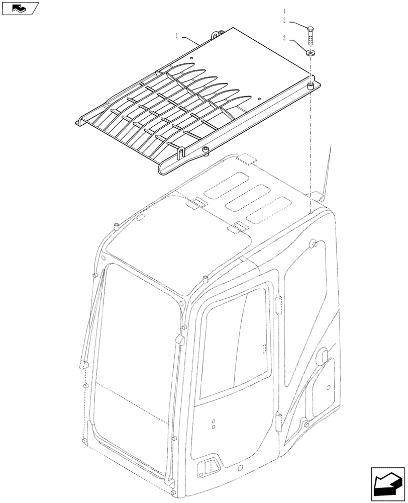 Схема запчастей Case CX235C SR - (90.116.04) - CAB GUARD (90) - PLATFORM, CAB, BODYWORK AND DECALS