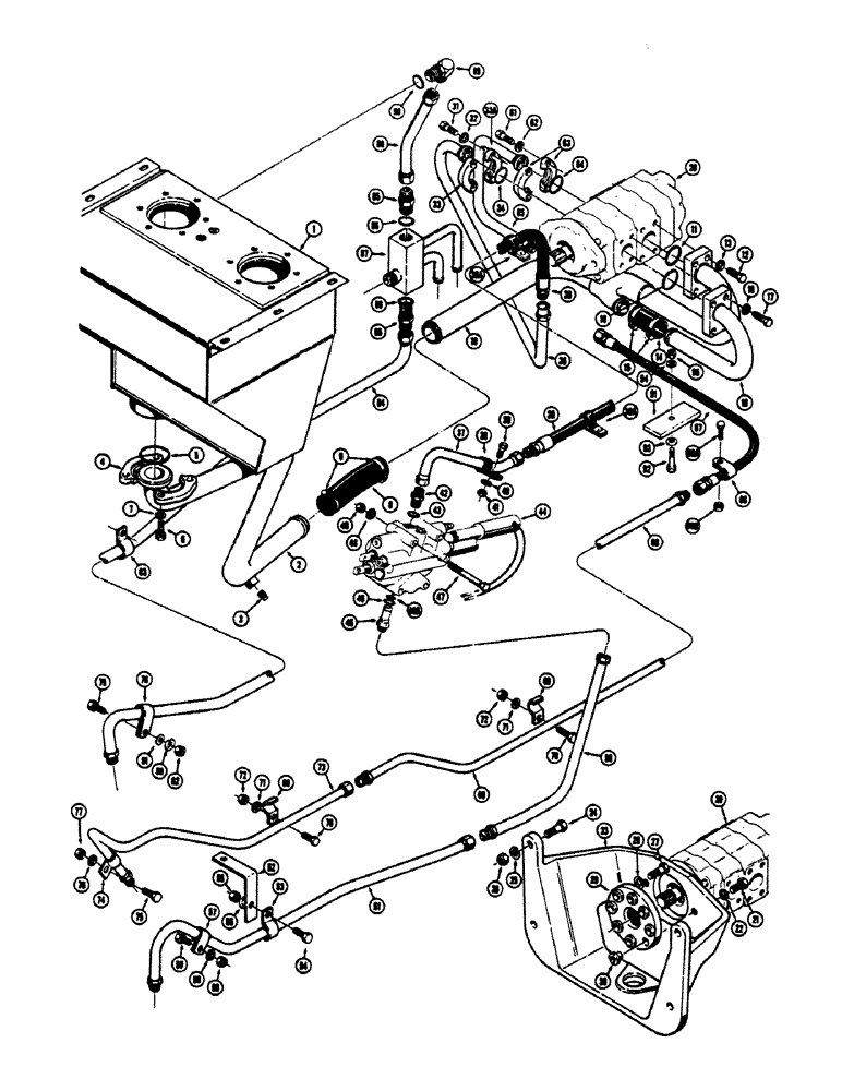 Схема запчастей Case 680CK - (154) - EQUIPMENT HYD., PUMP SUCTION & PRESSR LINE HYD., USED BEFORE TRAC. S/N 9103613 (35) - HYDRAULIC SYSTEMS