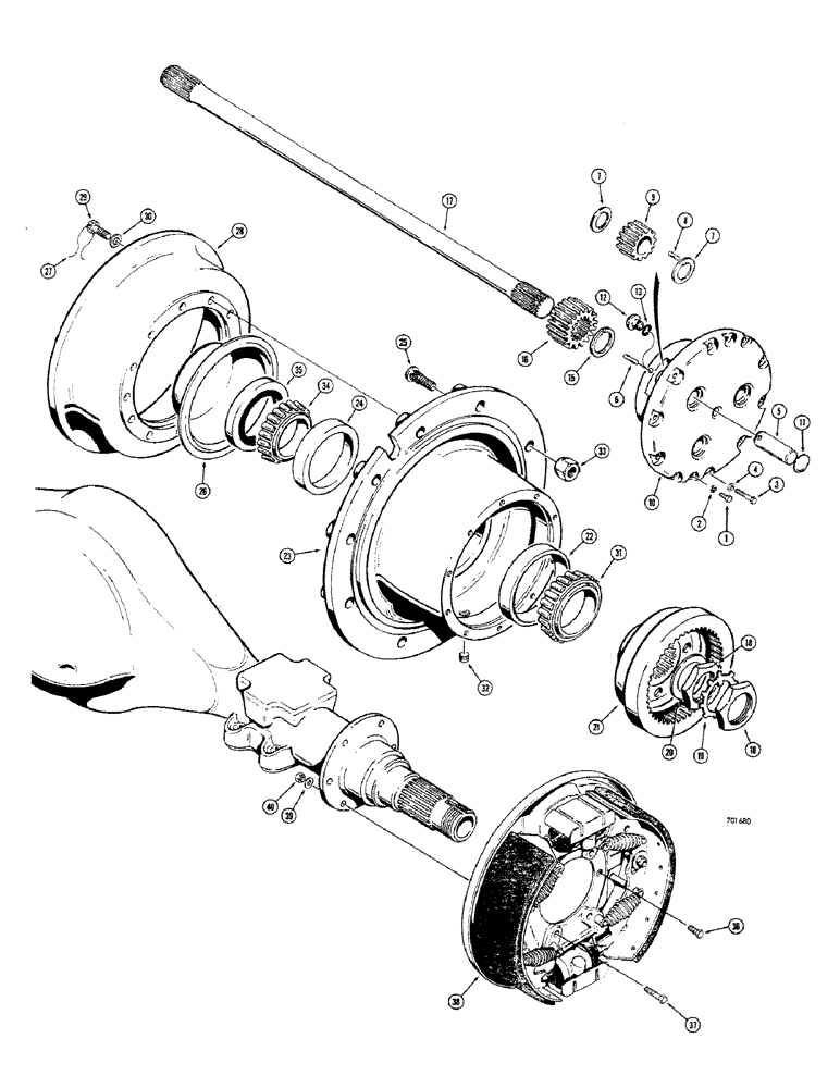 Схема запчастей Case 680CK - (092) - L47295 AND L52065 REAR AXLES, AXLE AND PLANETARY (27) - REAR AXLE SYSTEM