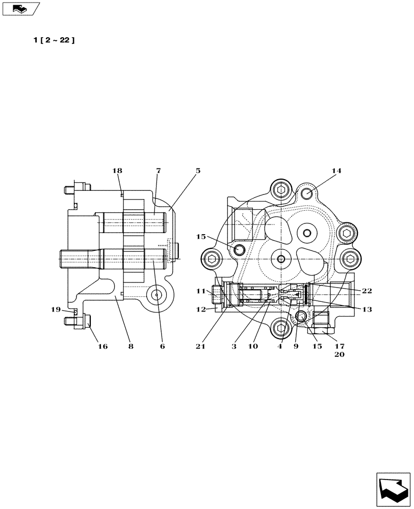 Схема запчастей Case CX235C SR - (35.106.02[02]) - HYDRAULIC PUMP (35) - HYDRAULIC SYSTEMS