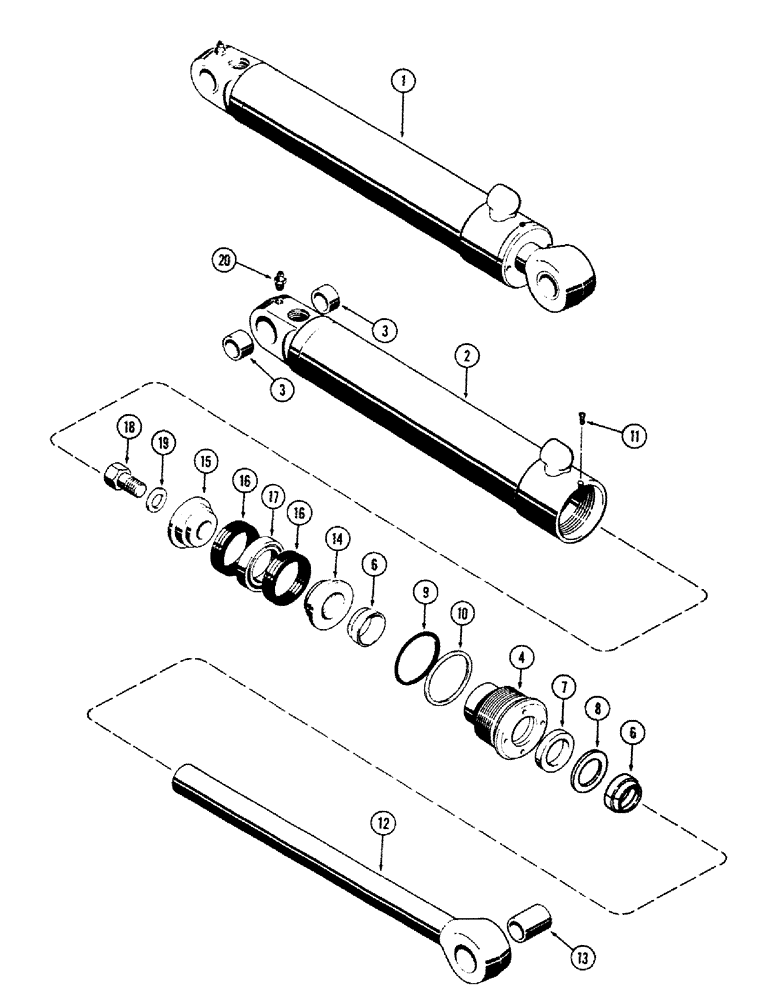 Схема запчастей Case 680CK - (314) - D42708 BACKHOE STABILIZER CYLINDER (35) - HYDRAULIC SYSTEMS