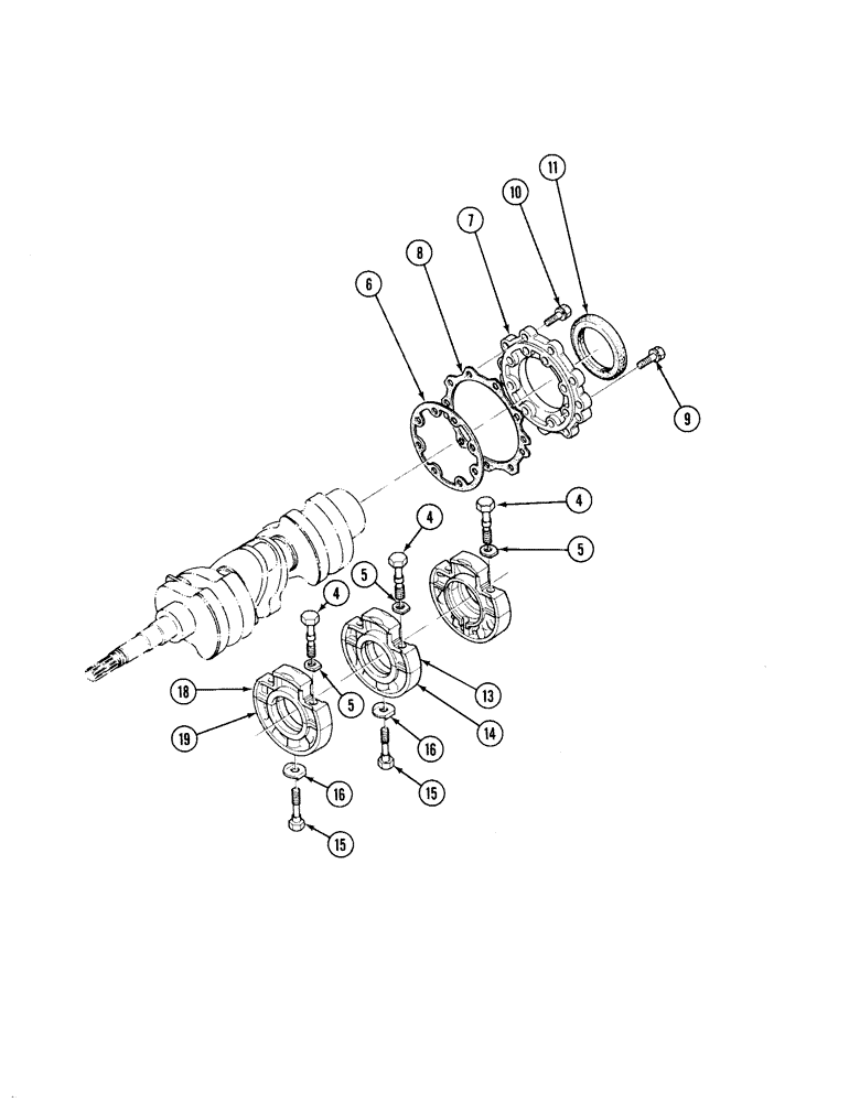 Схема запчастей Case 1818 - (2-20) - MAIN BEARING HOUSING, DIESEL MODELS (02) - ENGINE