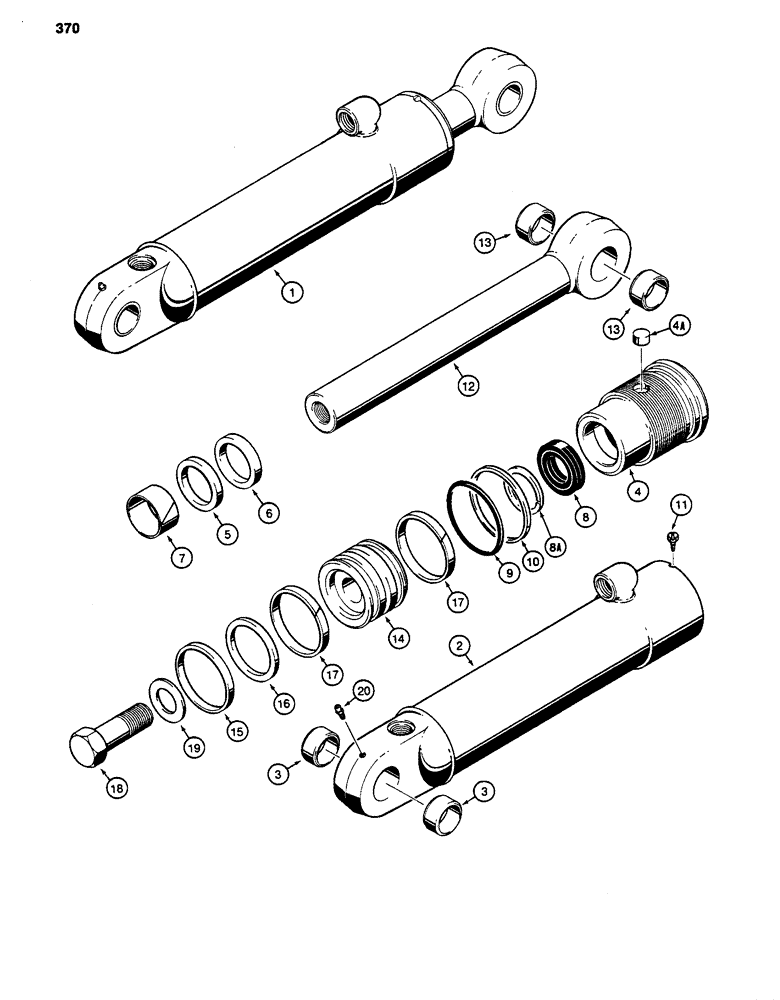 Схема запчастей Case 480D - (370) - G101200 BACKHOE STABILIZER CYLINDER, USED ON MODELS WITHOUT EXTENDABLE DIPPER 480D MODELS ONLY (35) - HYDRAULIC SYSTEMS