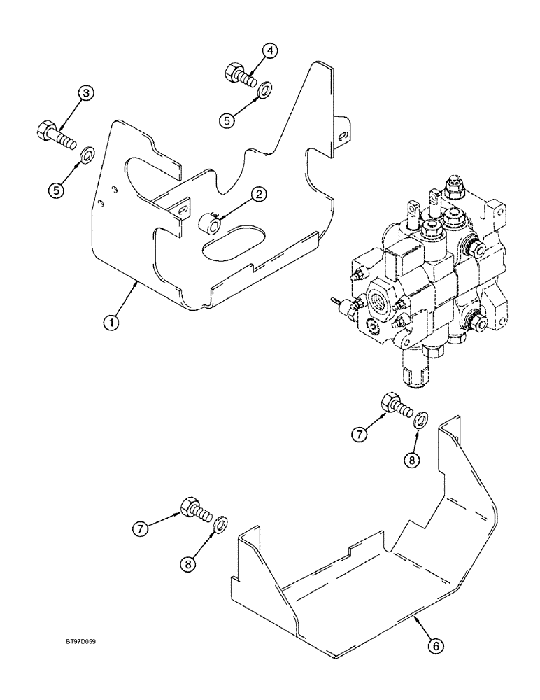 Схема запчастей Case 580SL - (9-017A) - LOADER VALVE GUARD (09) - CHASSIS/ATTACHMENTS