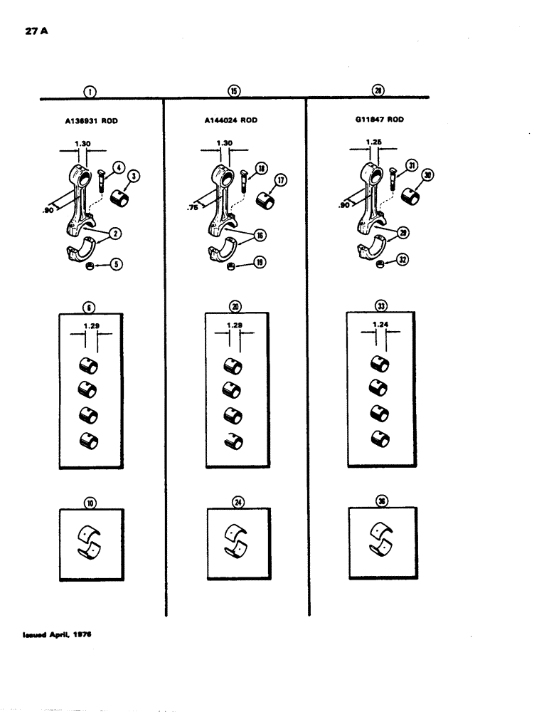 Схема запчастей Case 480B - (027A) - CONNECTING RODS, (188) DIESEL ENGINE, FIRST USED ENGINE SERIAL NUMBER 2767997 