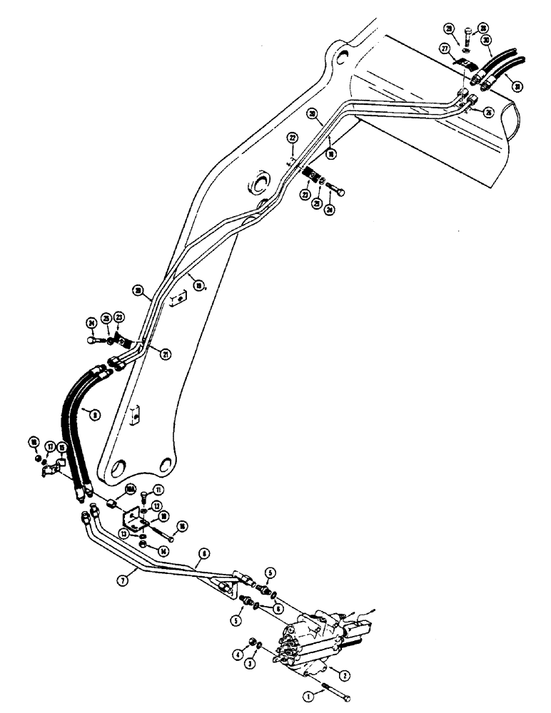 Схема запчастей Case 680CK - (156) - LOADER HYDRAULICS, CONTROL VALVE TO CLAM CYLINDERS (35) - HYDRAULIC SYSTEMS