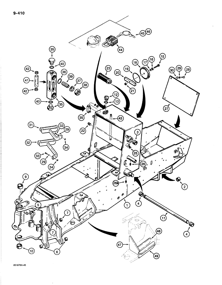 Схема запчастей Case 780C - (9-410) - CHASSIS, STEPS, AND HYDRAULIC OIL LEVEL GAUGE (09) - CHASSIS/ATTACHMENTS