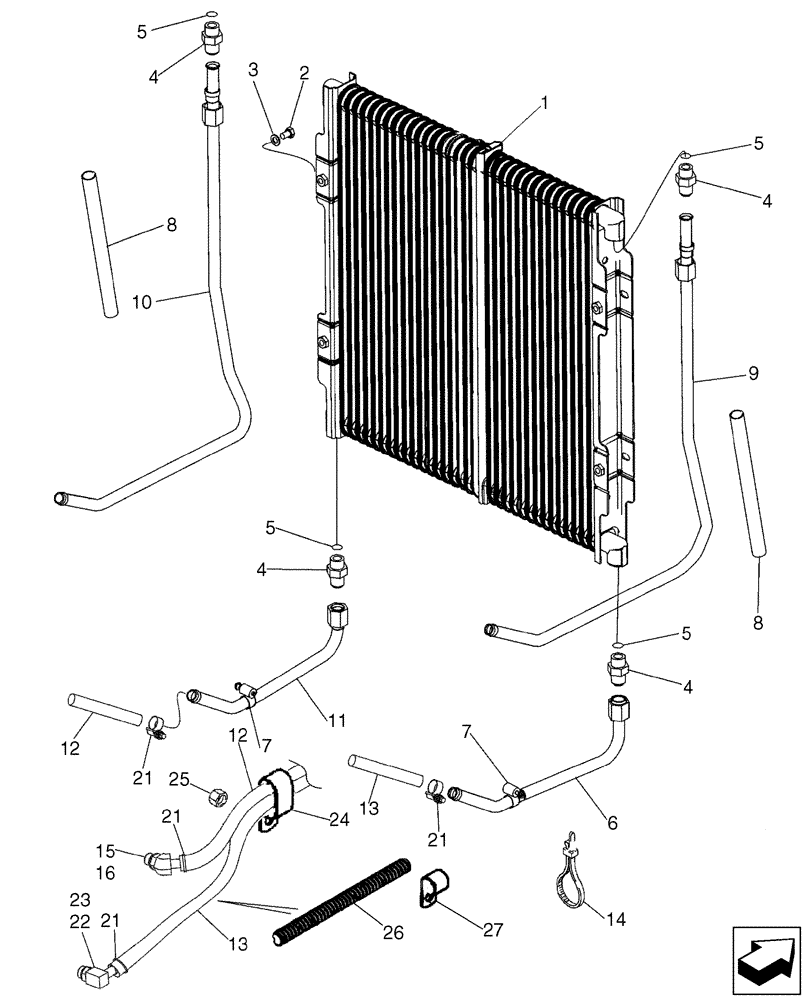 Схема запчастей Case 590SN - (21.109.02) - TRANSMISSION- COOLING SYSTEM (21) - TRANSMISSION