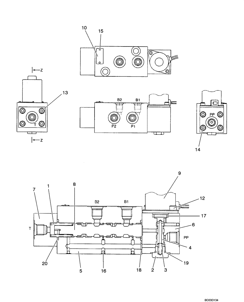 Схема запчастей Case CX36 - (08-68[00]) - VALVE, SOLENOID - SWING (08) - HYDRAULICS