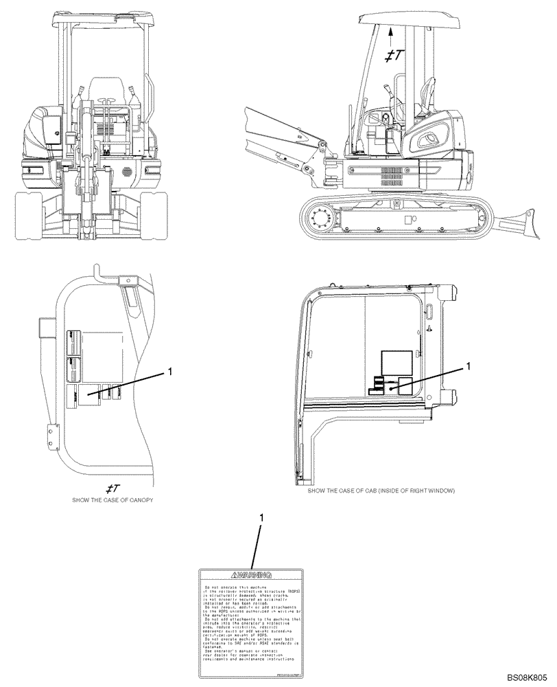 Схема запчастей Case CX27B BTW - (06-011) - NAME PLATE INSTALLATION (PW22T00182F1) (90) - PLATFORM, CAB, BODYWORK AND DECALS