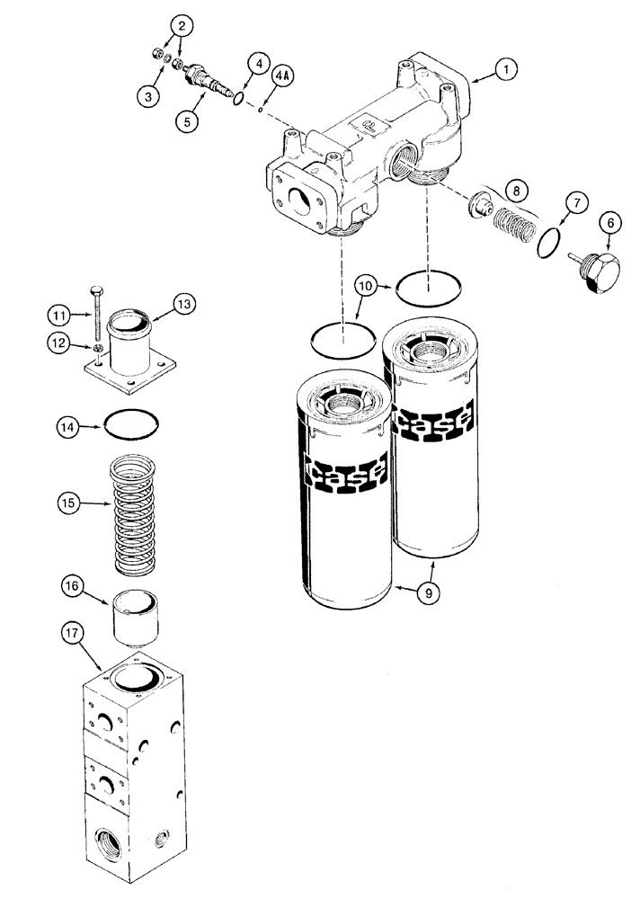 Схема запчастей Case 921B - (8-004) - HYDRAULIC OIL FILTER AND COOLER BYPASS VALVE, HYDRAULIC OIL FILTER (08) - HYDRAULICS