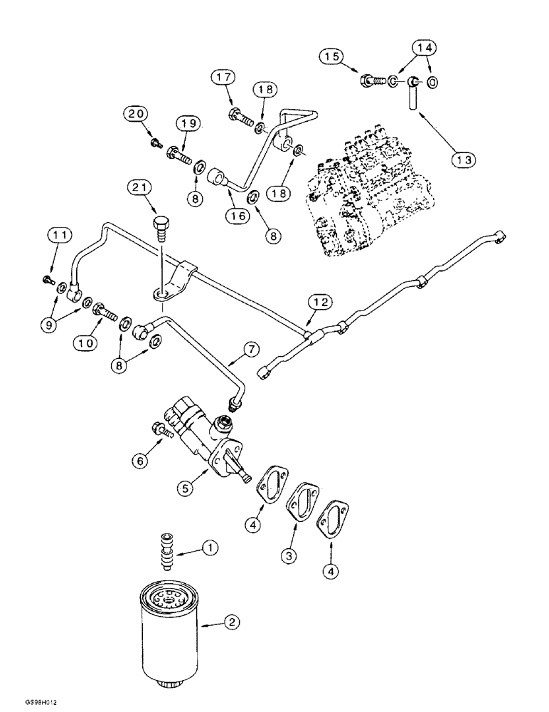 Схема запчастей Case 586E - (3-08) - FUEL FILTER, P.I.N. JJG0251722 AND AFTER, 4-390 EMISSIONS CERTIFIED ENGINE (03) - FUEL SYSTEM