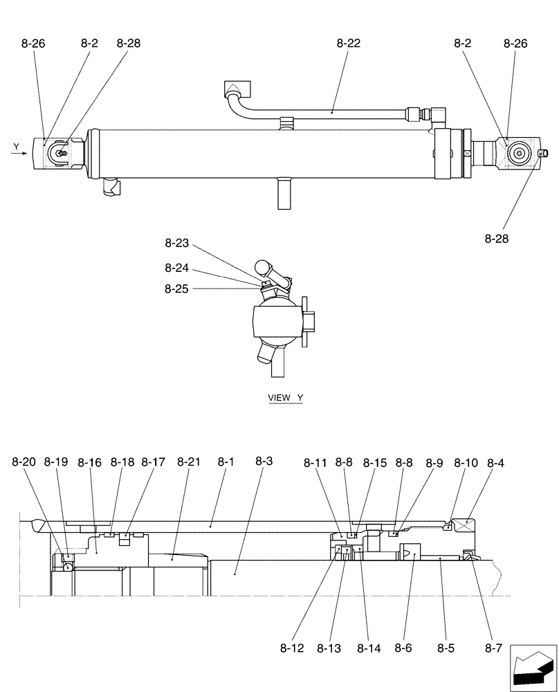 Схема запчастей Case CX36B - (03-002[02]) - CYLINDER ASSY - CANOPY (35) - HYDRAULIC SYSTEMS