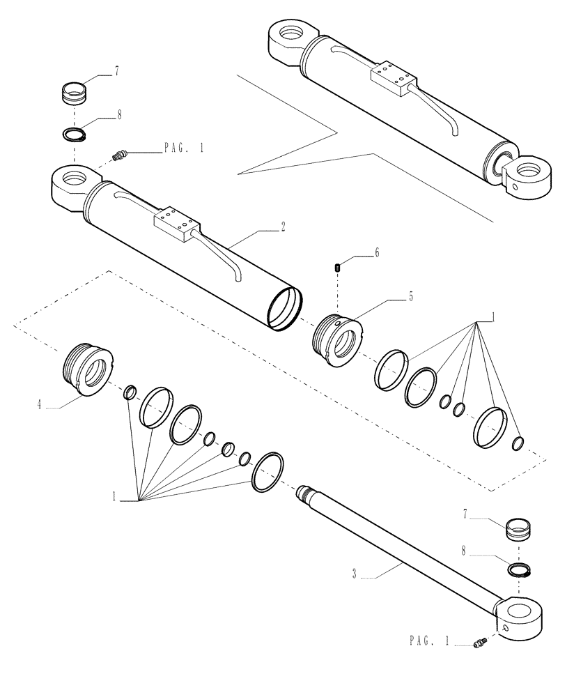 Схема запчастей Case TX1055 - (1.22.1[02]) - GRADING CYLINDER - COMPONENTS (35) - HYDRAULIC SYSTEMS