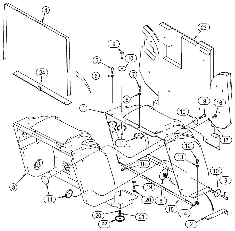 Схема запчастей Case 95XT - (09-42) - CANOPY, ROPS - HEAT SHIELD (09) - CHASSIS/ATTACHMENTS