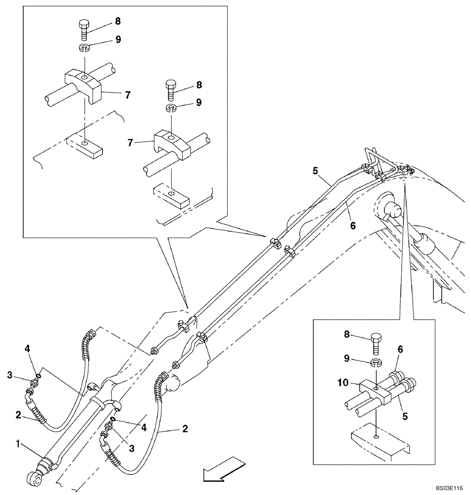 Схема запчастей Case CX135SR - (08-027) - HYDRAULICS - BUCKET, 2,85 METER (9 FT 4 IN) ARM (08) - HYDRAULICS