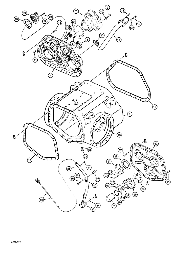 Схема запчастей Case 1150G - (6-010) - TRANSMISSION ASSEMBLY, HOUSING, COVERS AND DIPSTICK (03) - TRANSMISSION