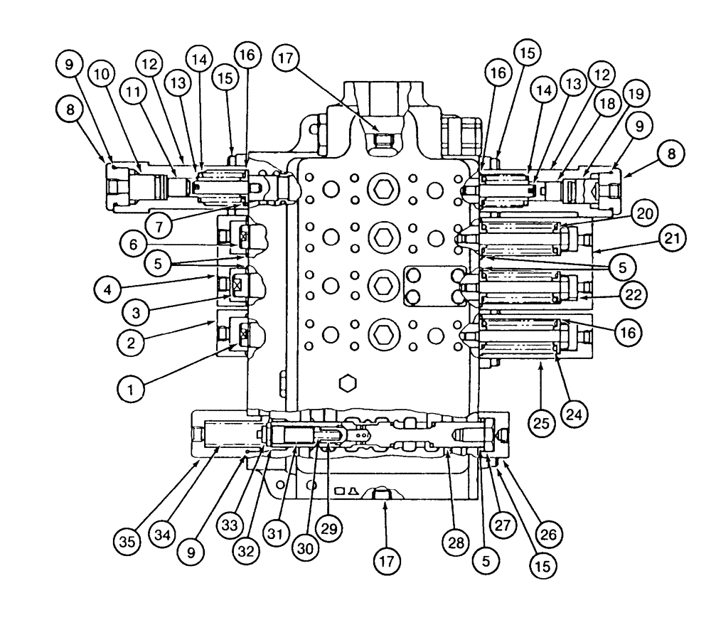 Схема запчастей Case 9040 - (8-77A) - 158640A1 LEFT-HAND CONTROL VALVE ASSEMBLY, SPOOLS & RELATED PARTS, LONG REACH MODELS (08) - HYDRAULICS