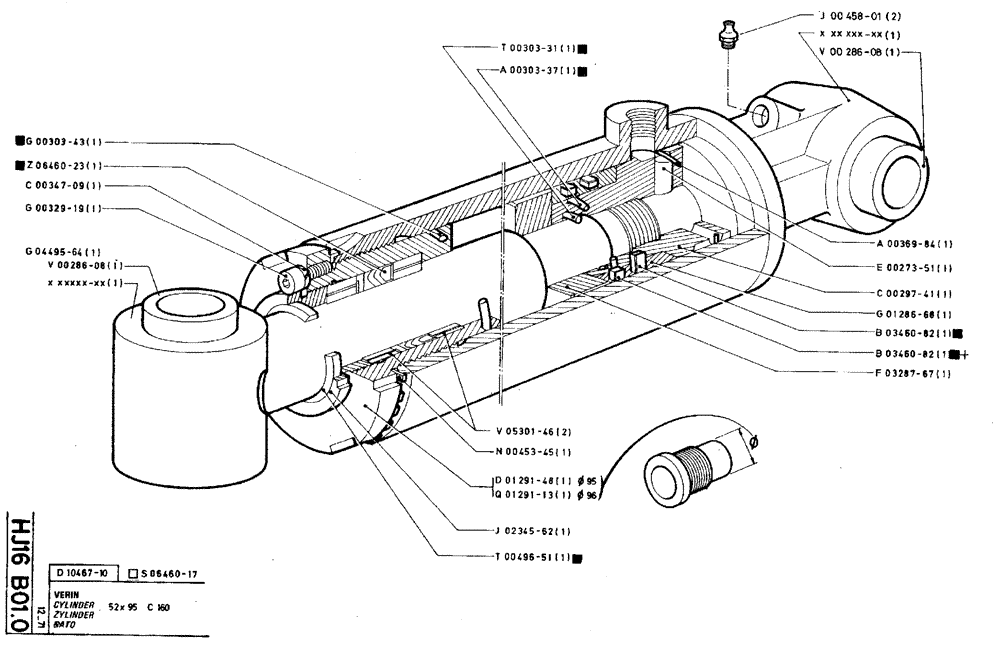 Схема запчастей Case TY45 - (HJ16 B01.0) - CYLINDER- 52 X 95 C 160 (07) - HYDRAULIC SYSTEM