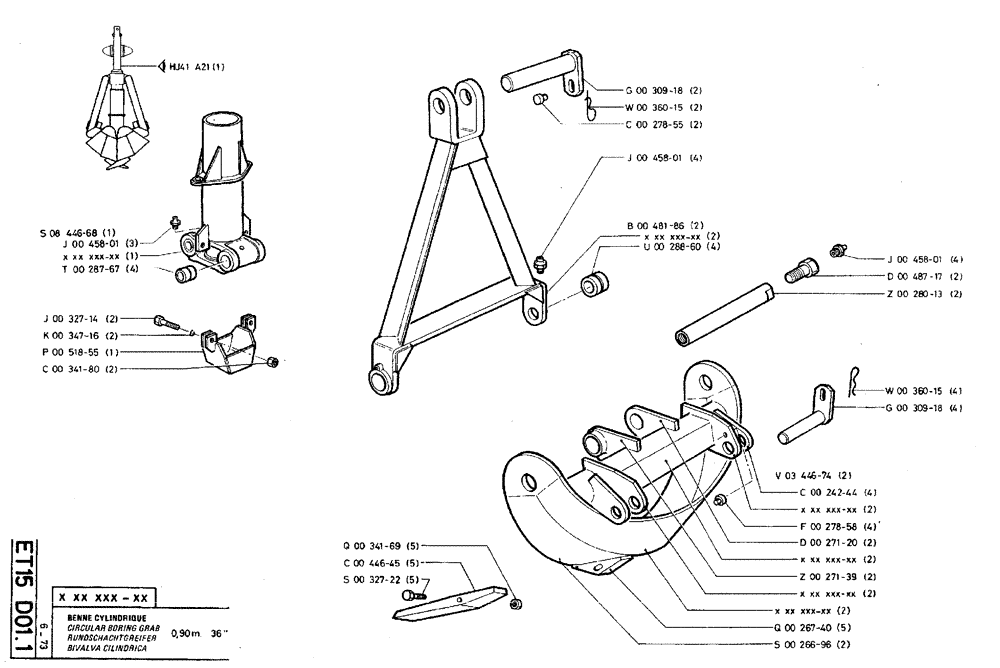 Схема запчастей Case TY45 - (ET15 D01.1) - CIRCULAR BORING GRAB - 0,90 M (36") (18) - ATTACHMENT ACCESSORIES