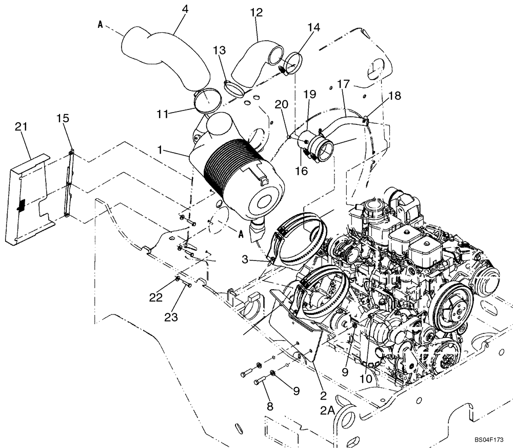 Схема запчастей Case 521D - (02-10) - AIR CLEANER - AIR INTAKE PARTS (02) - ENGINE