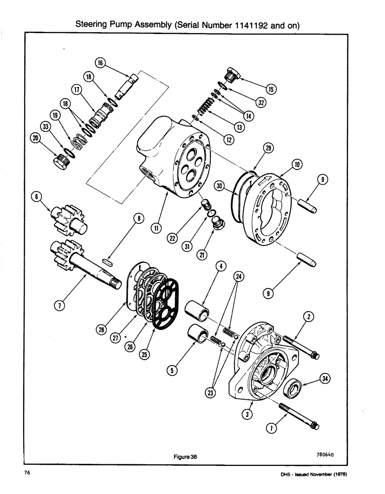 Схема запчастей Case DH5 - (076) - STEERING PUMP ASSEMBLY (SERIAL NUMBER 1141192 AND ON) (41) - STEERING