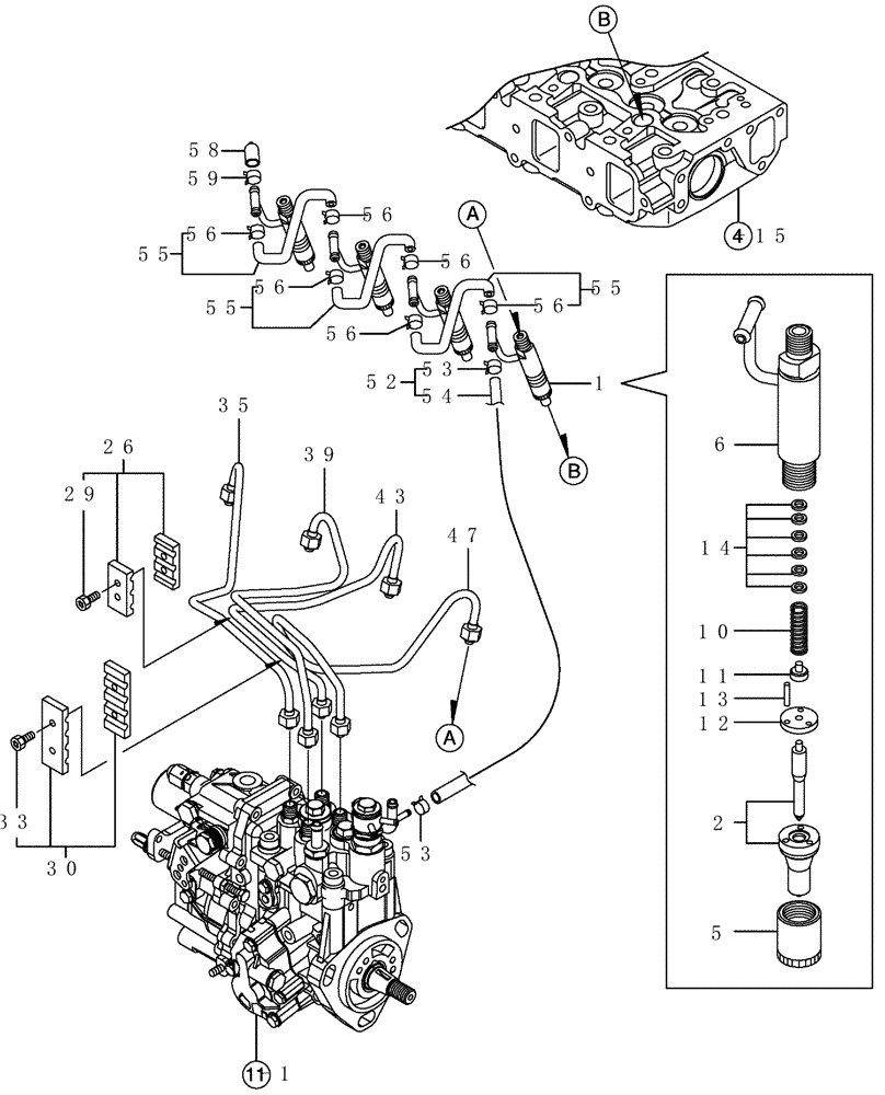 Схема запчастей Case CX50B - (4TNV88-BXYB-28[1]) - FUEL INJECTION VALVE (10) - ENGINE