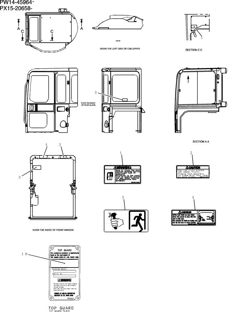 Схема запчастей Case CX36B - (965-29[1]) - NAME PLATE INSTAL (CAB) (05) - SUPERSTRUCTURE