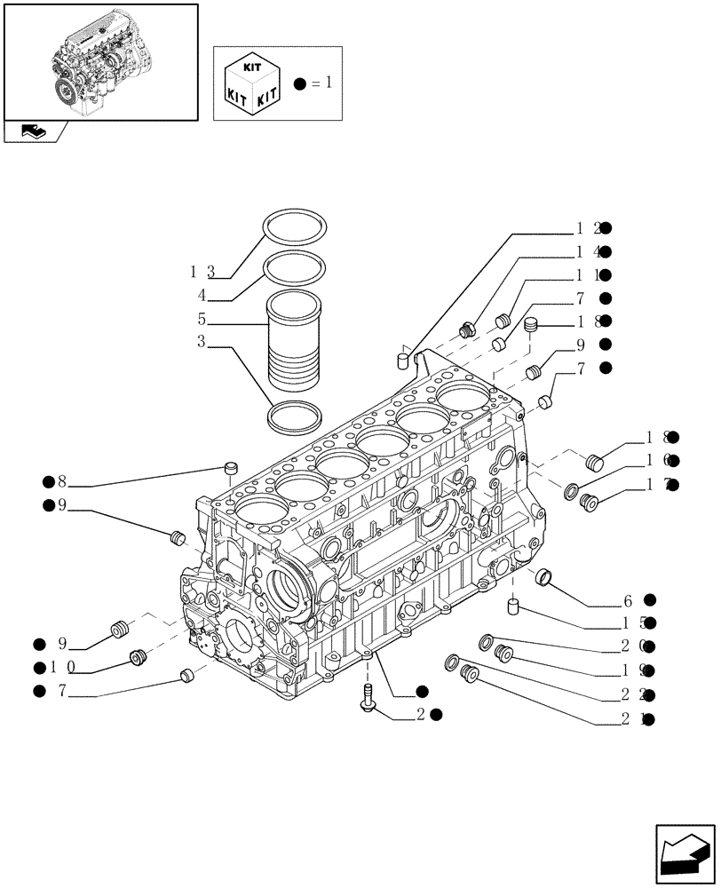 Схема запчастей Case F3BE0684N E904 - (0.04.0) - CYLINDER BLOCK & RELATED PARTS (504252494 - 504242485) 